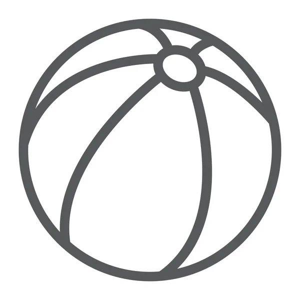 Strandball-Linie Symbol, Sommer und Strand, Gummiball-Zeichen Vektorgrafik, ein lineares Symbol auf weißem Hintergrund, Folge 10. — Stockvektor