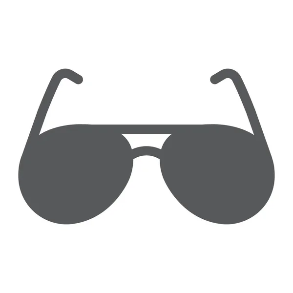 Ikona okularów przeciwsłonecznych glif, lato i plaża, okulary znak grafiki wektorowej, solidna ikona na białym tle, eps 10. — Wektor stockowy