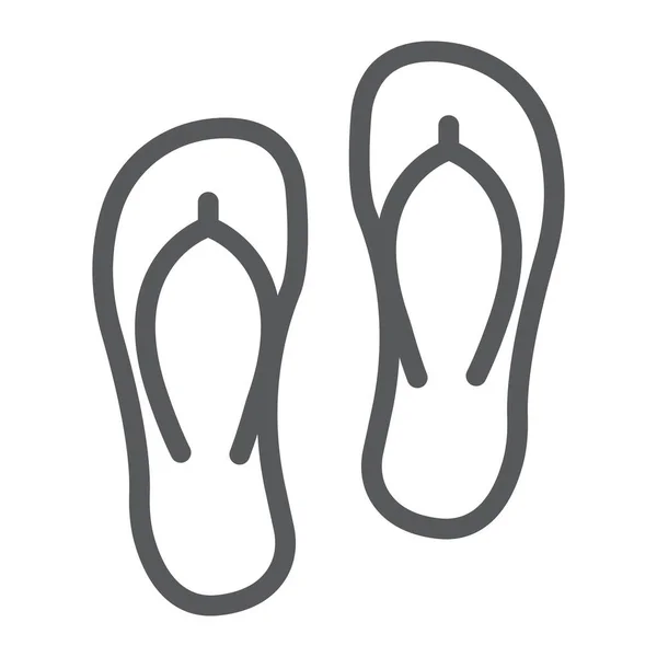 Flip flops ligne icône, été et plage, signes de chaussures graphiques vectoriels, une icône linéaire sur un fond blanc, eps 10 . — Image vectorielle