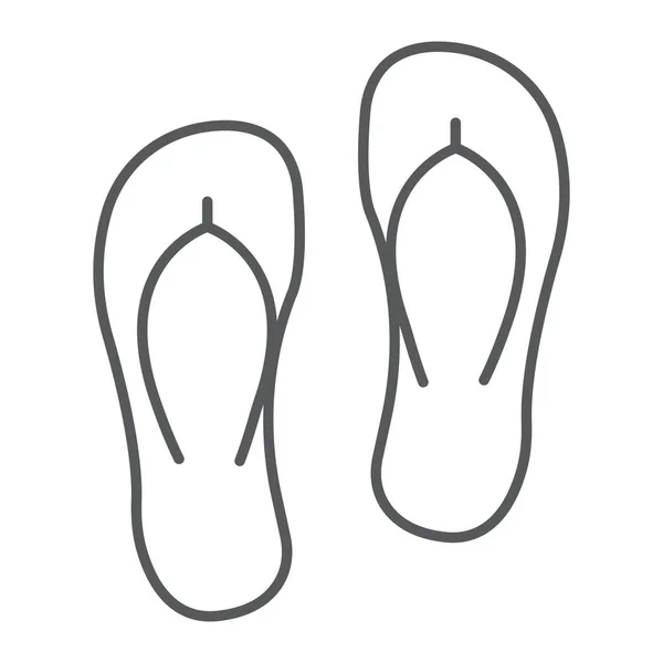 Tongs fine ligne icône, été et plage, signes de chaussures graphiques vectoriels, une icône linéaire sur un fond blanc, eps 10 . — Image vectorielle