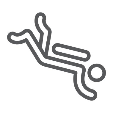 Tüplü dalgıç çizgisi simgesi, turizm ve dalış, tüple dalış işareti vektör grafikleri, beyaz arkaplan üzerinde doğrusal bir simge, 10.