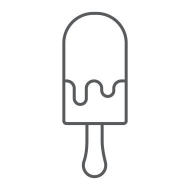 Dondurma ince çizgi simgesi, yiyecek ve tatlı, tatlı işareti vektör grafikleri, beyaz arkaplanda doğrusal bir simge, 10.