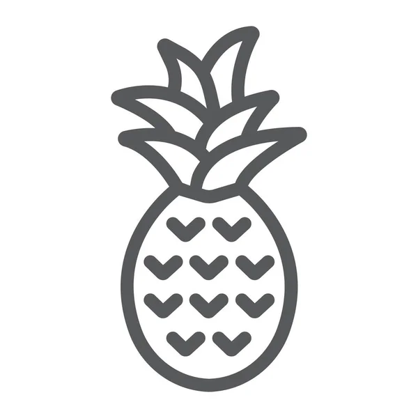 Icono de línea de piña, fruta y tropical, gráficos vectoriales de signos de ananas, un icono lineal sobre un fondo blanco, eps 10 . — Vector de stock