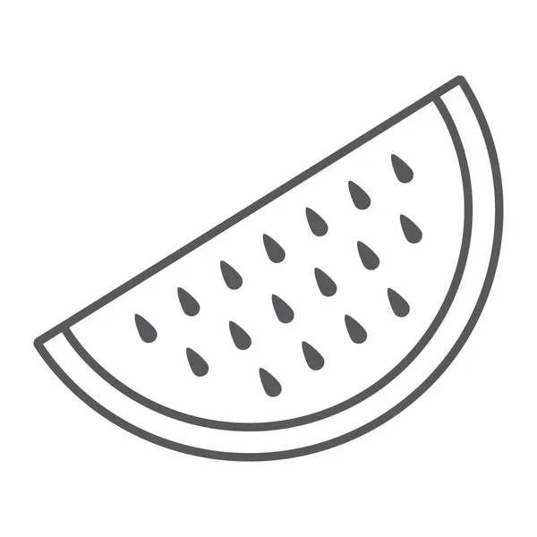 Vattenmelon tunn linje ikon, saftig och välsmakande, vattenmelon tecken vektor grafik, en linjär ikon på en vit bakgrund, eps 10. — Stock vektor