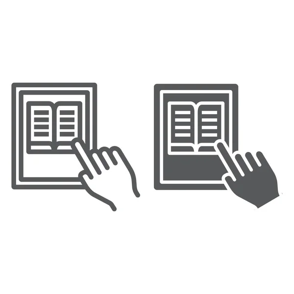 Distansutbildning linje och glyf ikon, utbildning och skola, pekskärm tablett tecken vektor grafik, en linjär ikon på en vit bakgrund, eps 10. — Stock vektor