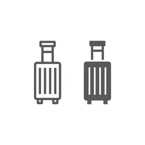 Linha da mala e ícone de glifo, viagens e bagagem, gráficos de vetor de sinal de bagagem, um ícone linear em um fundo branco, eps 10 . — Vetor de Stock