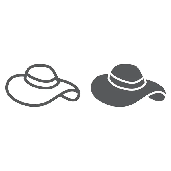 Sombrero de playa línea e icono de glifo, verano y playa, mujer sombrero signo gráficos vectoriales, un icono lineal sobre un fondo blanco, eps 10 . — Vector de stock