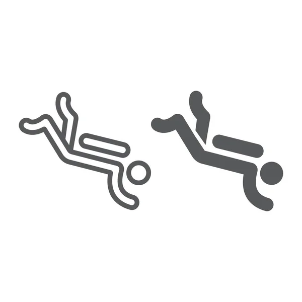 Ligne de plongée et icône de glyphe, tourisme et plongée, graphiques vectoriels de signe de plongée sous-marine, une icône linéaire sur un fond blanc, eps 10 . — Image vectorielle