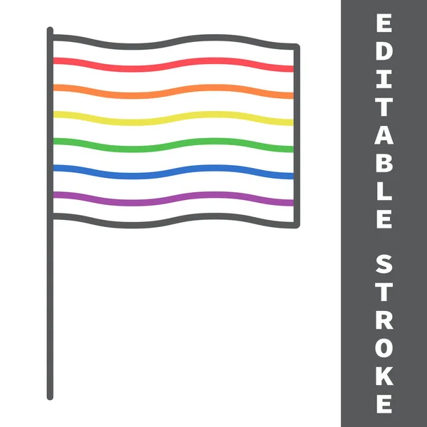 Ikon garis warna bendera LGBT, lgbt dan kebanggaan, gambar vektor tanda pelangi, ikon linier sapuan yang dapat disunting, eps 10. - Stok Vektor
