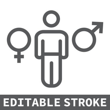 Cinsiyet kimlik çizgisi simgesi, lgbt ve gurur, kişi vektör grafikleri, düzenlenebilir çizgi simgesi, eps 10.