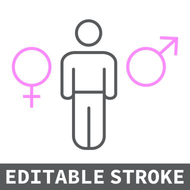 Cinsiyet kimliği renk çizgisi simgesi, lgbt ve gurur, kişi vektör grafikleri, düzenlenebilir çizgi simgesi, eps 10.