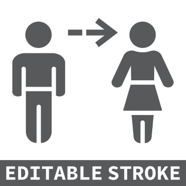 Cinsiyet geçiş sembolü, lgbt ve gurur, cinsiyet değişimi işaret çizelgesi grafikleri, düzenlenebilir katı doğrusal simge, eps 10.