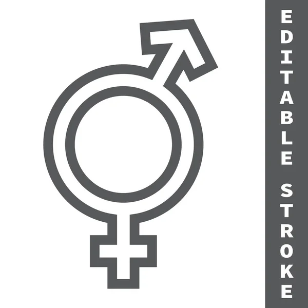 Icono de línea transgénero, lgbt y transexual, gráficos vectoriales de signos bisexuales, ícono lineal de trazo editable, eps 10 . — Vector de stock