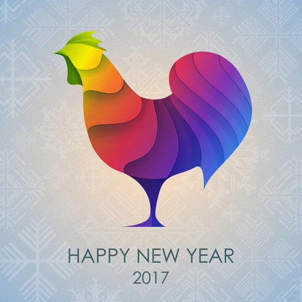 Σιλουέτα 3D origami κόκορας ή κοτόπουλο. Ευτυχισμένο το νέο έτος κάρτα 2017 — Διανυσματικό Αρχείο