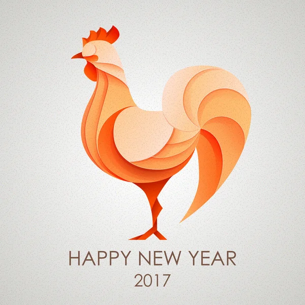 3D Origami Silueta de polla o pollo. Feliz Año Nuevo 2017 — Archivo Imágenes Vectoriales