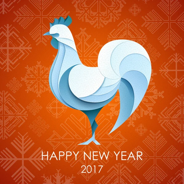 3d origami siluet horoz veya tavuk. Mutlu yeni yıl kartı 2017 — Stok Vektör