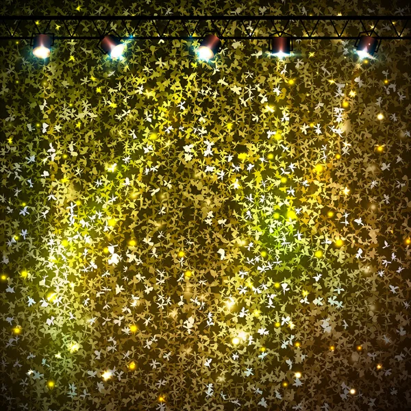 Disco abstrato dourado neon fundo — Vetor de Stock