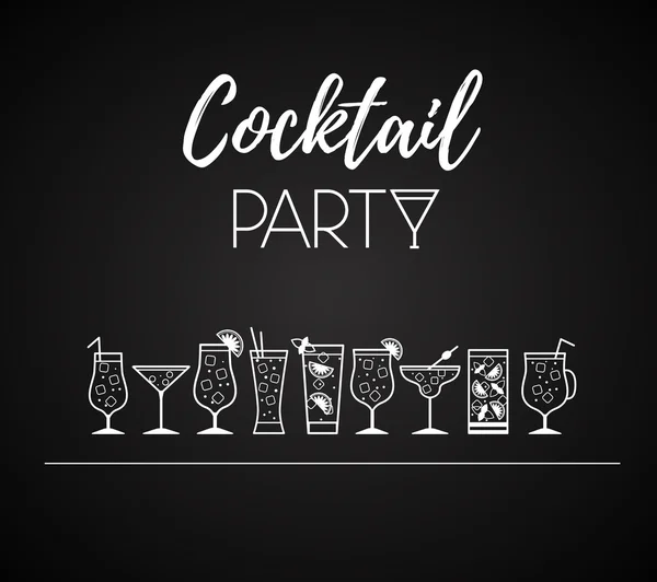 Cocktail-Ikonen. Cocktailkarte. verschiedene Arten von Gläsern — Stockvektor