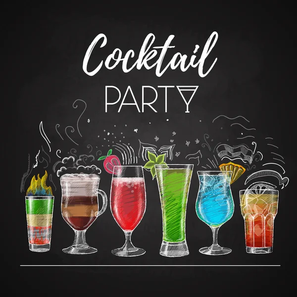 Krita ritningar. cocktailmeny — Stock vektor