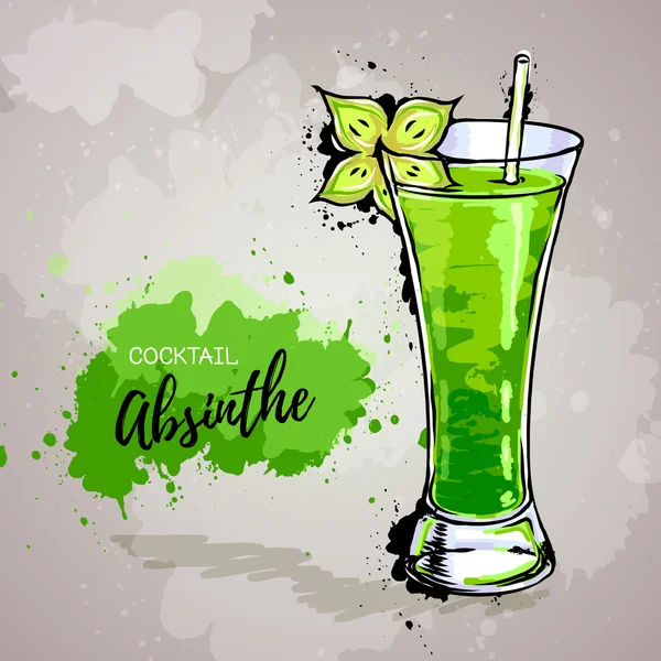 Handgezeichnete Illustration von Cocktail-Absinth. — Stockvektor