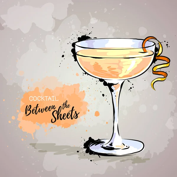 Handgezeichnete Illustration des Cocktails "zwischen den Blättern" — Stockvektor