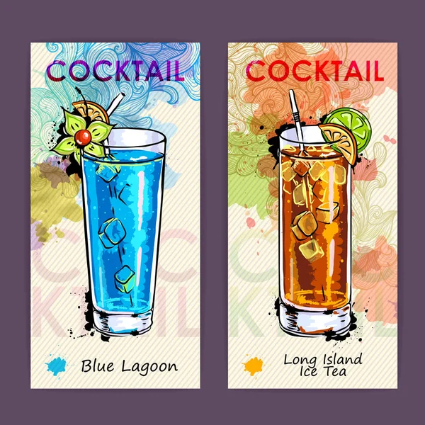 Menu de cocktails décoratifs artistiques. Contexte disco — Image vectorielle