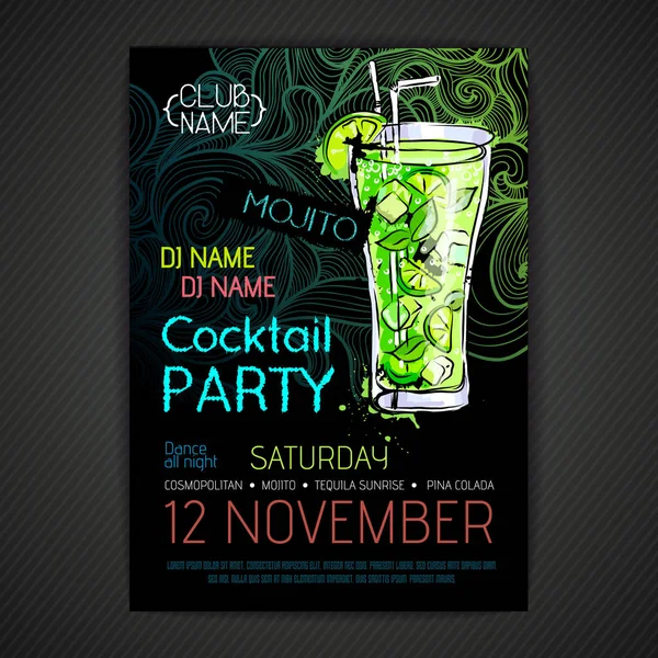 Disco-Cocktail-Party-Plakat — Stockvektor