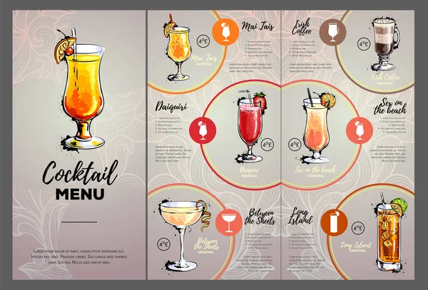 Conception de menu de cocktail — Image vectorielle