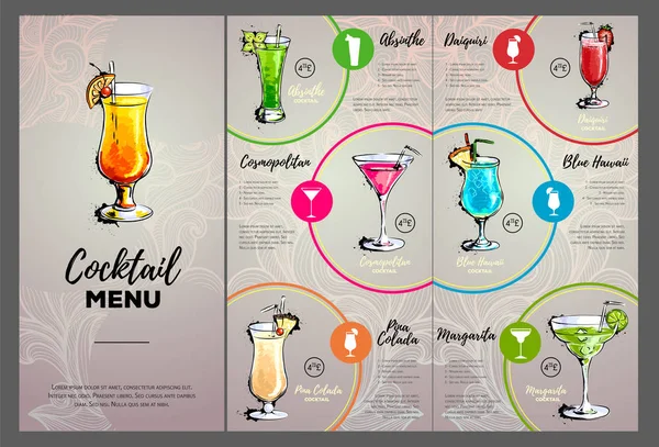 Conception de menu de cocktail — Image vectorielle