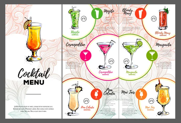Design menu cocktail — Vettoriale Stock