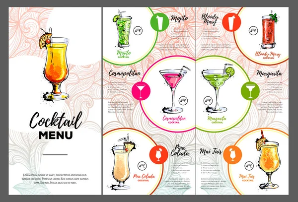 Conception de menu de cocktail — Image vectorielle