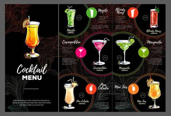 Design de menu de coquetel —  Vetores de Stock