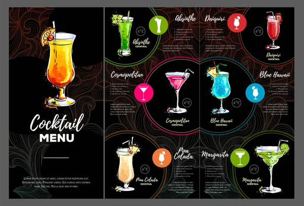 Design menu cocktail — Vettoriale Stock