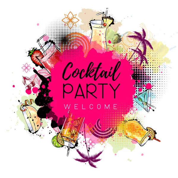 Cocktailparty posterontwerp. Cocktailkaart — Stockvector