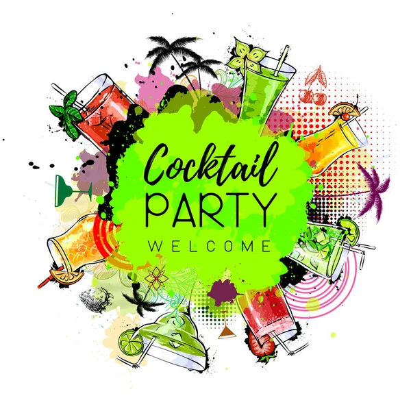 Cocktail party poster design. Cocktail menu — Stock Vector