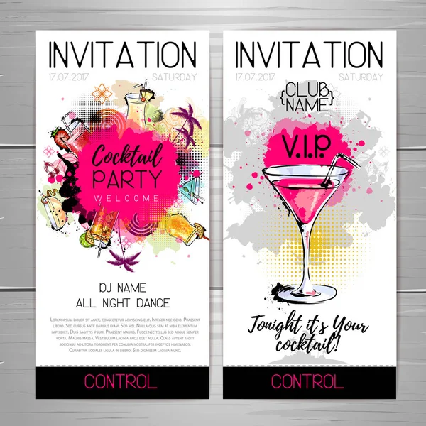 Cartel del cóctel. Diseño de invitación . — Vector de stock