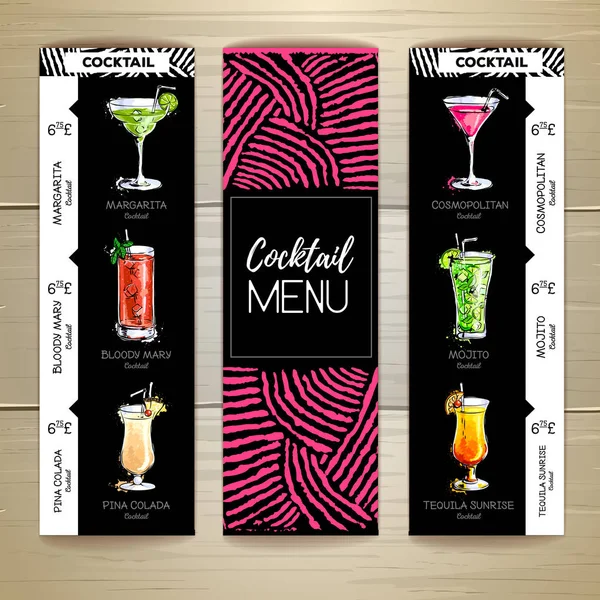 Cocktailmenü-Design auf Holz-Hintergrund — Stockvektor