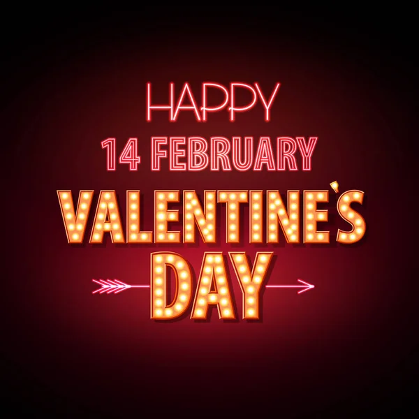 Leuchtreklame. happy valentine 's day typography background. — Stockvektor