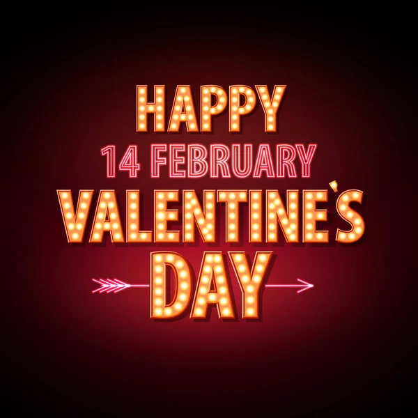 Leuchtreklame. happy valentine 's day typography background. — Stockvektor