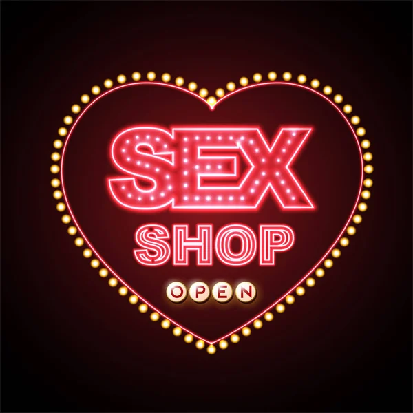 Sex shop neonový nápis — Stockový vektor