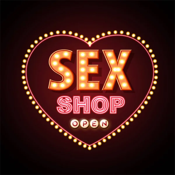 Секс магазин неоновий знак — стоковий вектор