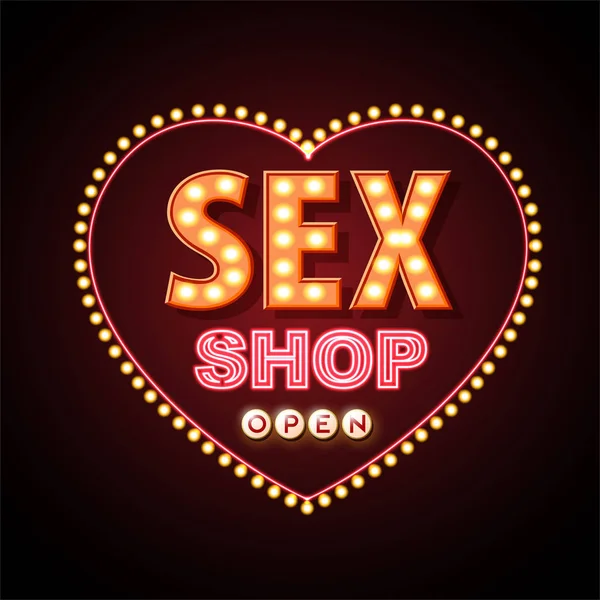 Seks shop neon tabela — Stok Vektör