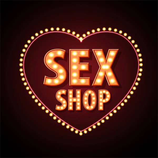 Seks shop neon tabela — Stok Vektör