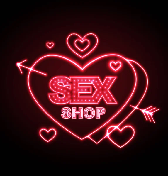 Seks shop neon tabela — Stok Vektör