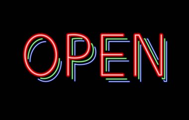 Neon tabela açın. Vintage elektrik tabela