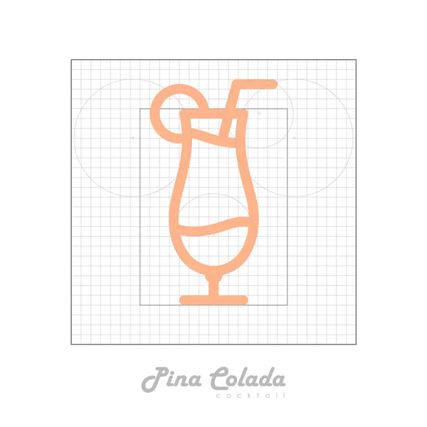 Vector icon of cocktail with modular grid. Pina Colada — Stock Vector