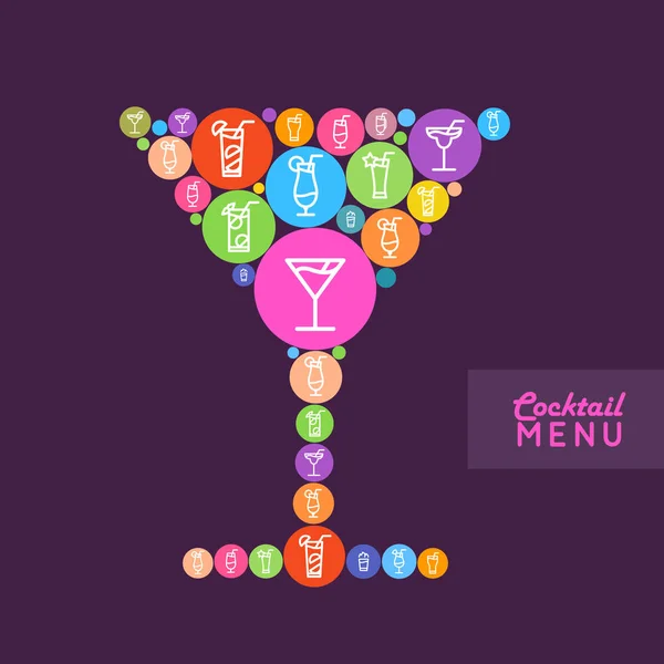 Conception de menu de cocktail. Affiche de style plat — Image vectorielle