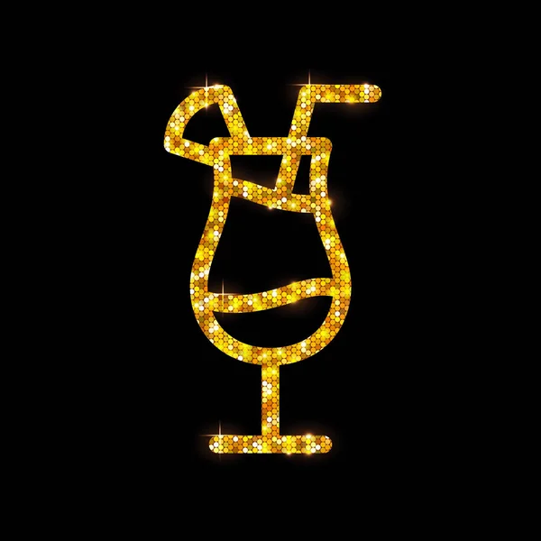Золотой коктейль плоская икона. Голубой гавайи — стоковый вектор