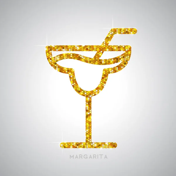 Icono plano de cóctel dorado. Margarita — Vector de stock