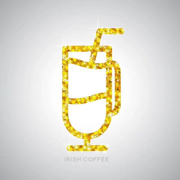 Icono plano de cóctel dorado. Café irlandés — Archivo Imágenes Vectoriales